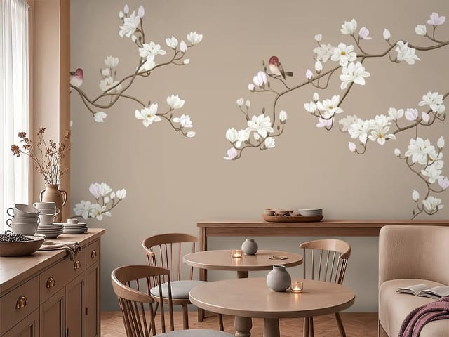 Fototapeta Magnolie – gałązki z białymi kwiatami magnolii