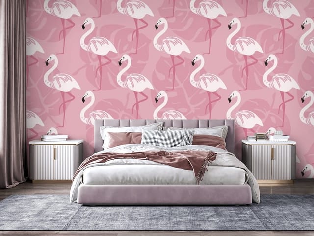 Fototapeta Flamingi – wzór z flamingami na różowym tle