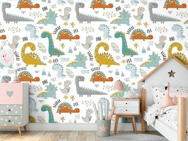 Fototapeta Dinozaury dziecięce – kolorowe ilustracje dinozaurów
