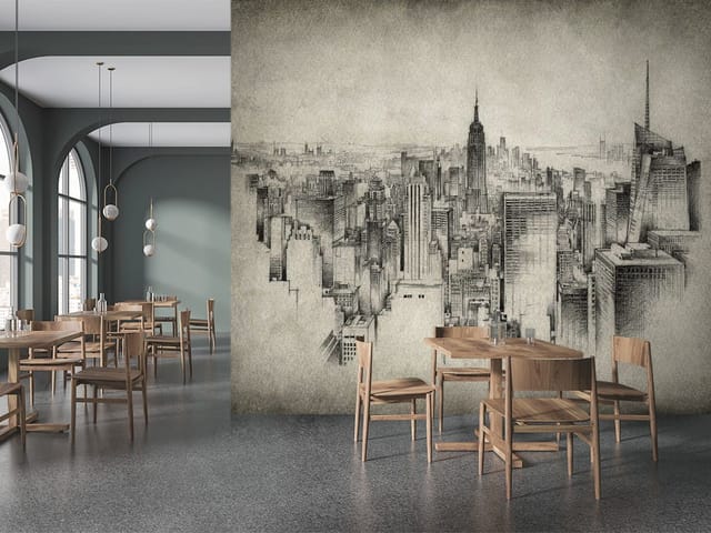 Fototapeta Ilustracje miast – panorama miasta z wieżowcami