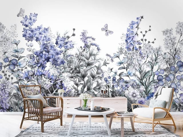 Fototapeta Kwiaty polne – kompozycja kwiatów w odcieniach niebieskiego