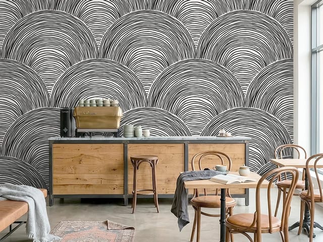 Fototapeta 3D abstrakcja – wzór z półkolistymi liniami