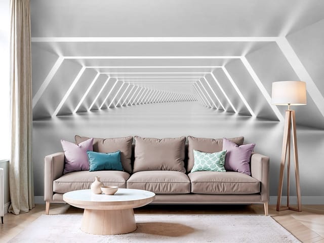 Fototapeta Nowoczesny tunel LED 3D (mpn: FT-6699) Fototapeta 3D tunel – nowoczesny tunel z oświetleniem LED