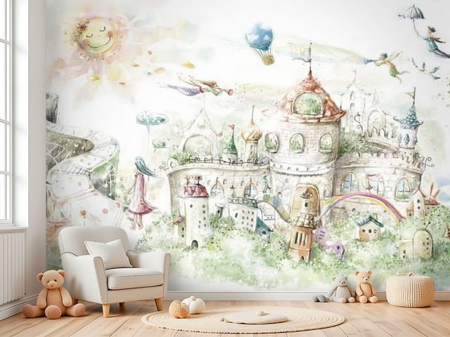 Fototapeta Fantazyjny zamek z wieżami (mpn: FT-6777) Fototapeta Bajki – fantazyjny zamek z licznymi wieżami