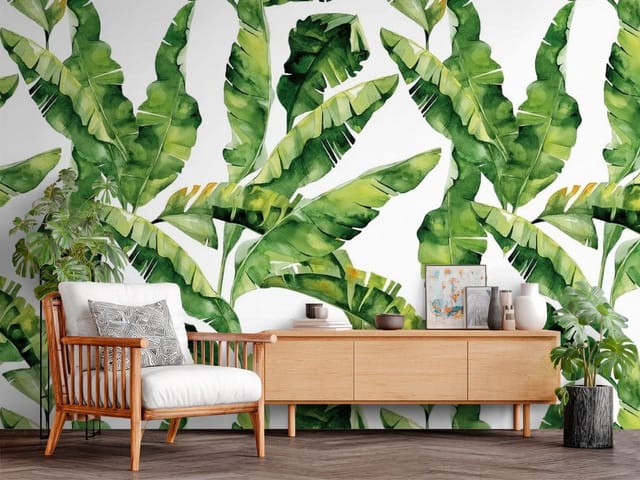 Fototapeta Zielone liście bananowca (mpn: FT-6804) Fototapeta Liście – Ilustracja dużych zielonych liści bananowca