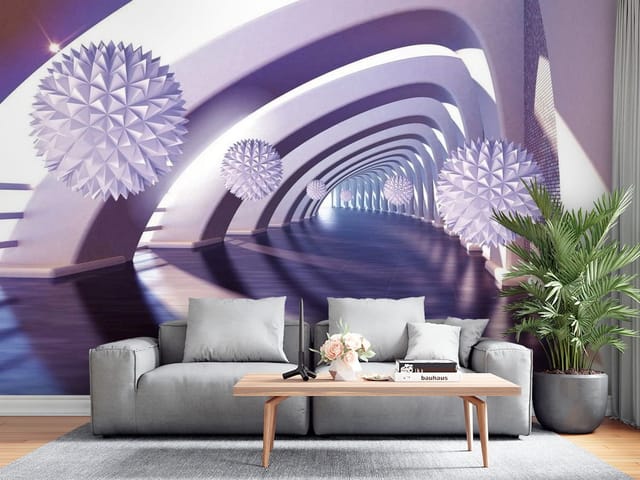 Fototapeta 3D tunel – futurystyczny korytarz z kulami