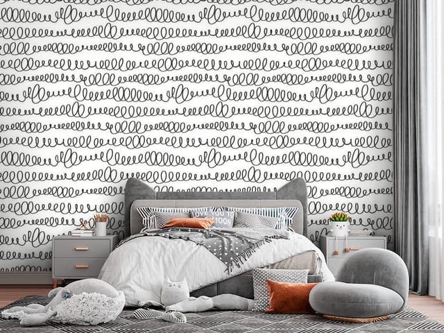 Fototapeta Typografia – czarne spiralne wzory na białym tle