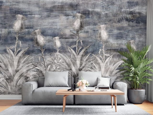 Fototapeta Kwiatowe murale z kolczastymi roślinami (mpn: FT-7065) Fototapeta Murale kwiatowe – wysokie rośliny z kolcami