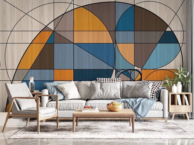 Fototapeta Geometria – geometryczne wzory z dużymi okręgami i kwadratami