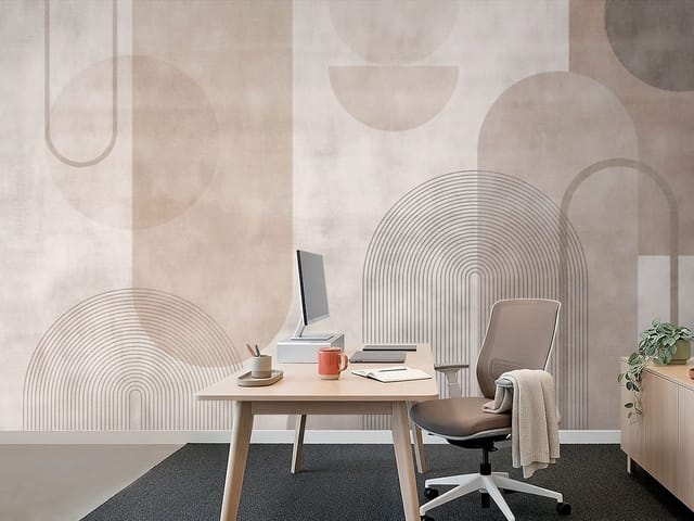 Fototapeta Geometria – półkola i łuki na jasnym tle