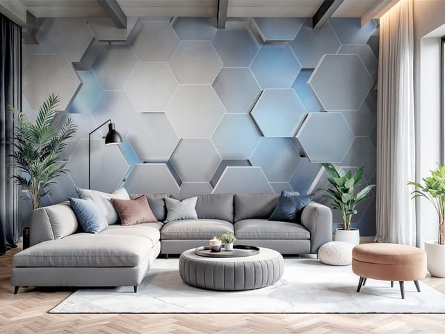 Fototapeta 3D formy geometryczne – trójwymiarowe heksagonalne struktury