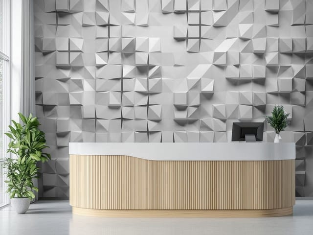 Fototapeta 3D formy geometryczne – trójwymiarowa ściana z geometrycznymi wzorami