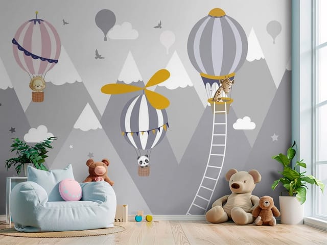 Fototapeta Góry dziecięce – trzy balony z postaciami