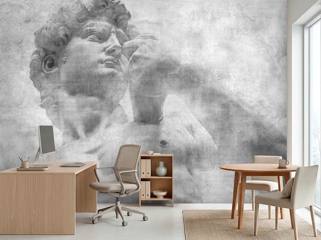 Fototapeta posągi – fragment dużej kamiennej rzeźby mężczyzny