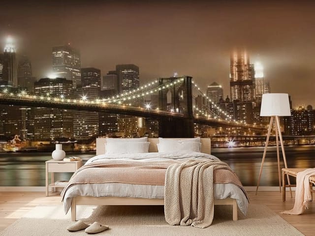 Fototapeta Nocny Most z Wieżowcami (mpn: FT-777) Fototapeta Miasta nocą – most nad rzeką nocą