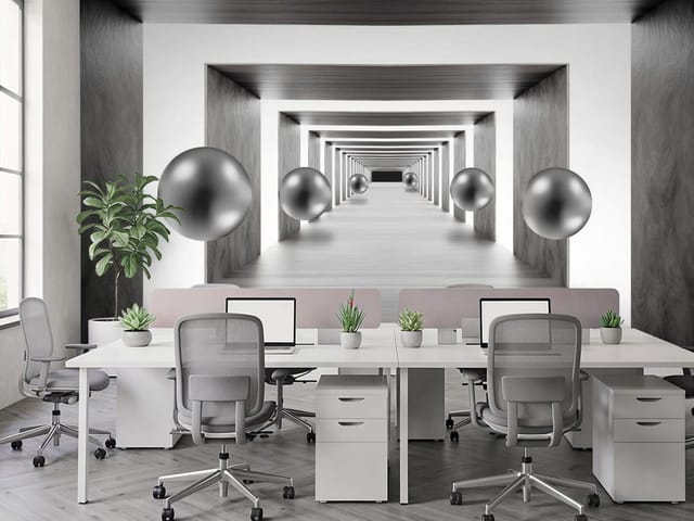 Fototapeta 3D tunel – futurystyczny korytarz z kulami