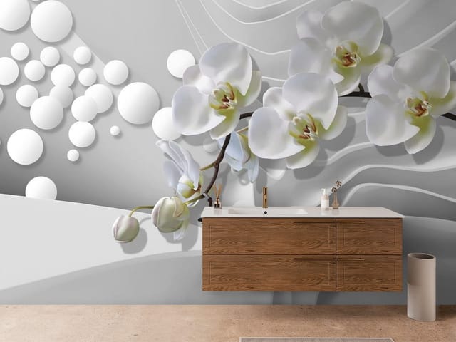 Fototapeta Storczyki – białe orchidee na gałązce
