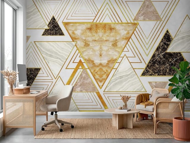 Fototapeta Geometria – geometryczne trójkąty z marmurem