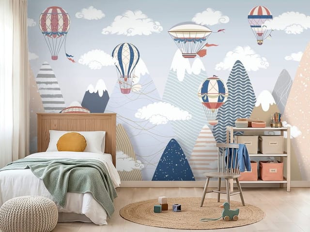 Fototapeta Góry dziecięce – balony na gorące powietrze nad górami