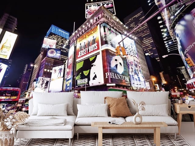 Fototapeta Miasta nocą z neonowymi reklamami (mpn: FT-828) Fototapeta Miasta nocą – wieżowce z neonowymi reklamami