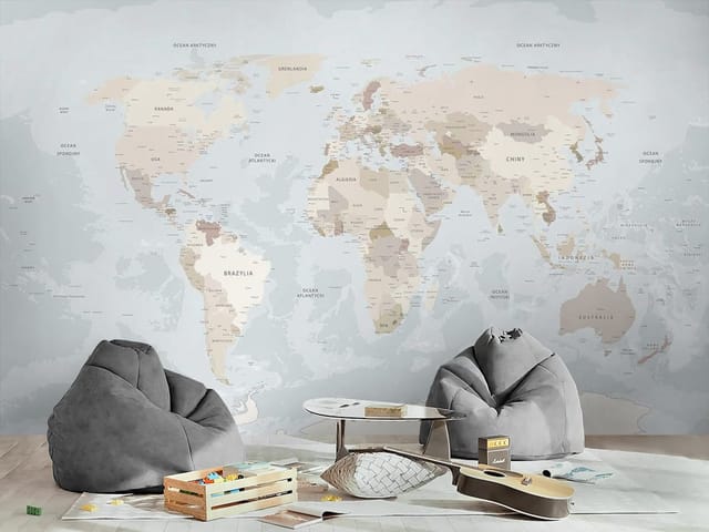 Fototapeta polityczne mapy – mapa świata z kontynentami