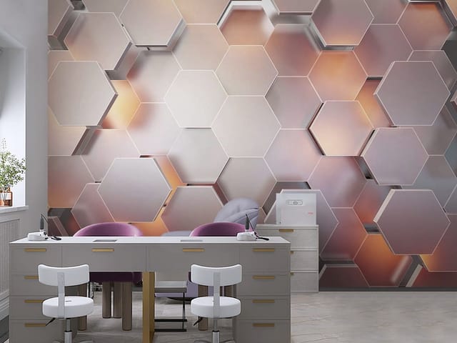 Fototapeta 3D formy geometryczne – trójwymiarowe heksagonalne panele