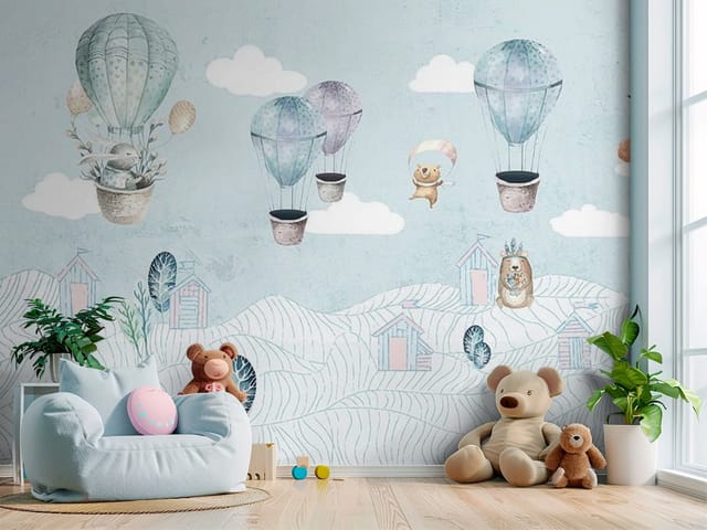 Fototapeta Bajki – balony na gorące powietrze z postaciami