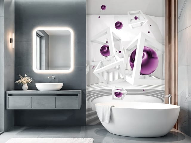 Fototapeta 3D tunel – geometryczne figury z kulami