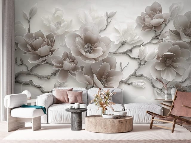 Fototapeta Magnolie – duże kwiaty na gałęziach