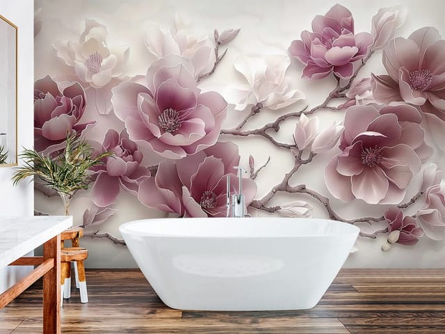 Fototapeta Magnolie – duże kwiaty magnolii na gałęziach drzewa