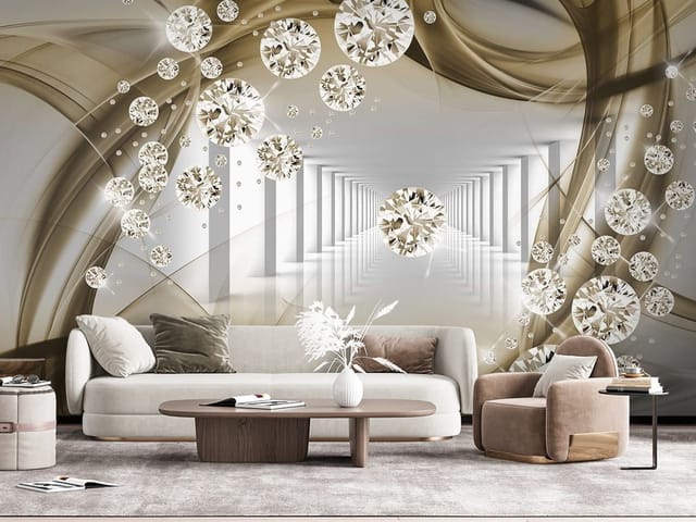 Fototapeta 3D tunel – diamentowe kule i tunel