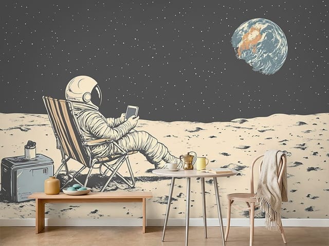 Fototapeta Astronauci – astronauta w skafandrze na księżycu