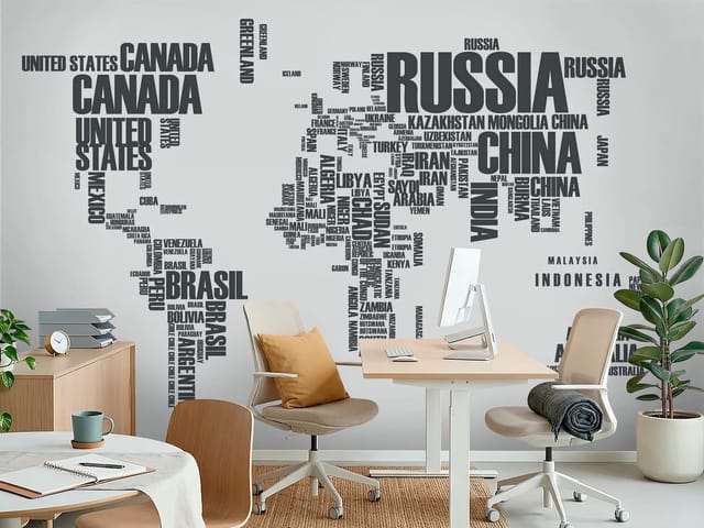 Fototapeta Typograficzne mapy – mapa świata z nazwami krajów