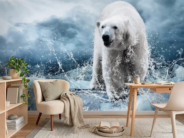 Fototapeta Zwierzęta leśne – niedźwiedź polarny na lodowej krze