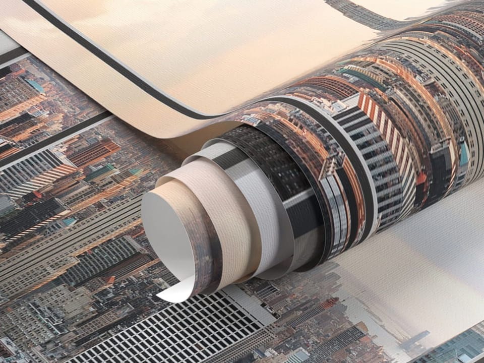 Fototapeta Panorama miasta przez okno fragment #1