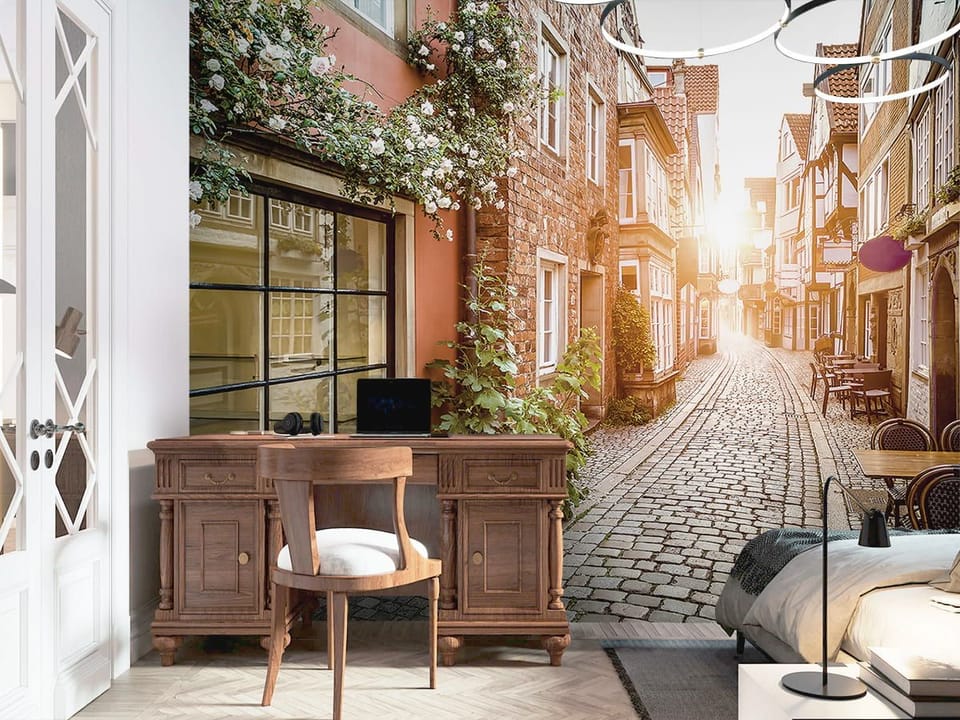 Fototapeta Uliczka Starego Miasta z Kamienicami we wnętrzu sypialni