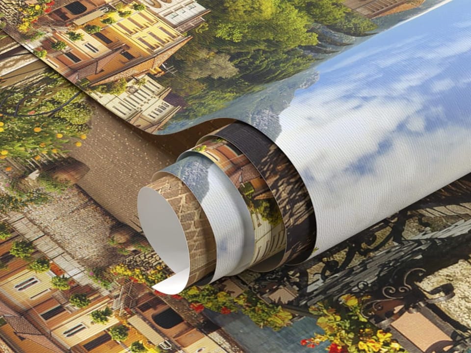 Fototapeta Promenada nad jeziorem z kwiatami fragment #1