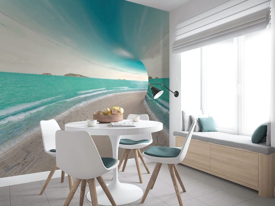 Fototapeta Plaża z Zakrzywionym Horyzontem we wnętrzu kuchni