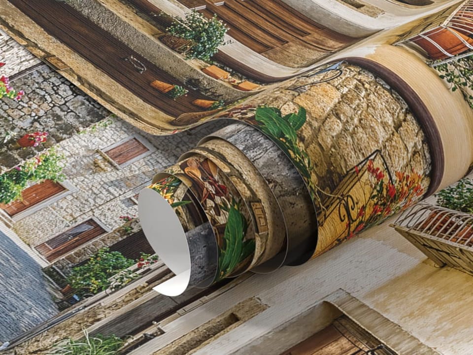 Fototapeta Uliczka z kwiatami w Starym Mieście fragment #1