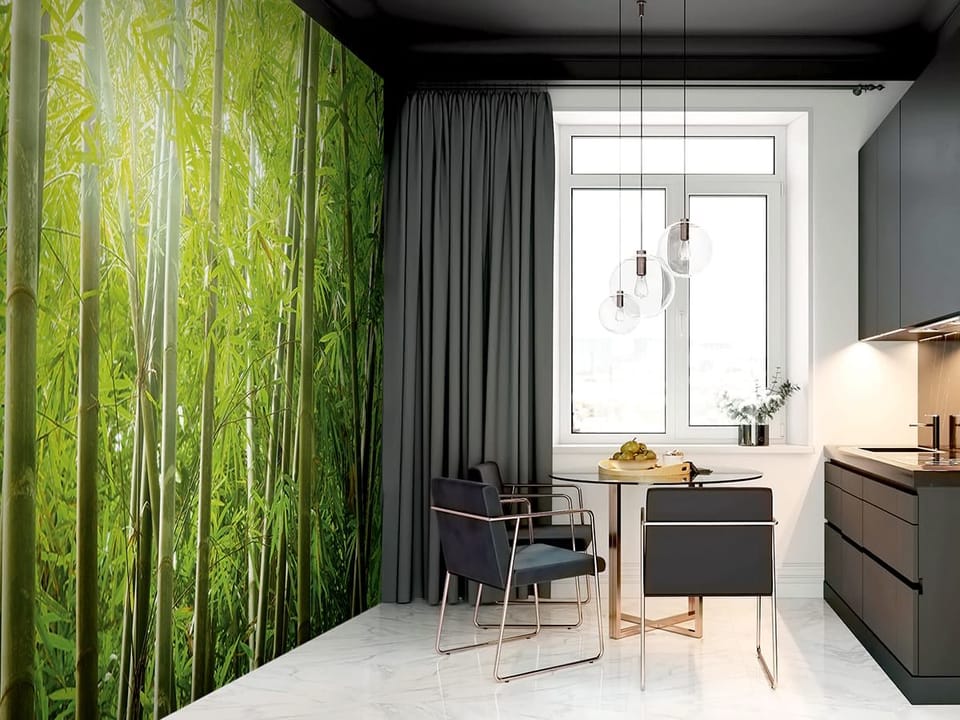 Fototapeta Spokojny las bambusowy we wnętrzu kuchni