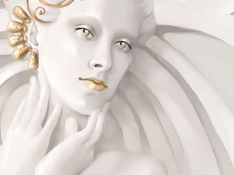 Fototapeta Kobieta z długimi włosami i złotymi ozdobami fragment #1