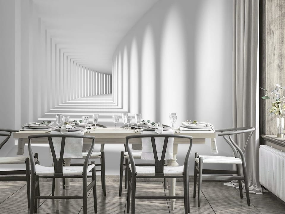 Fototapeta Nowoczesny biały korytarz 3D we wnętrzu kuchni