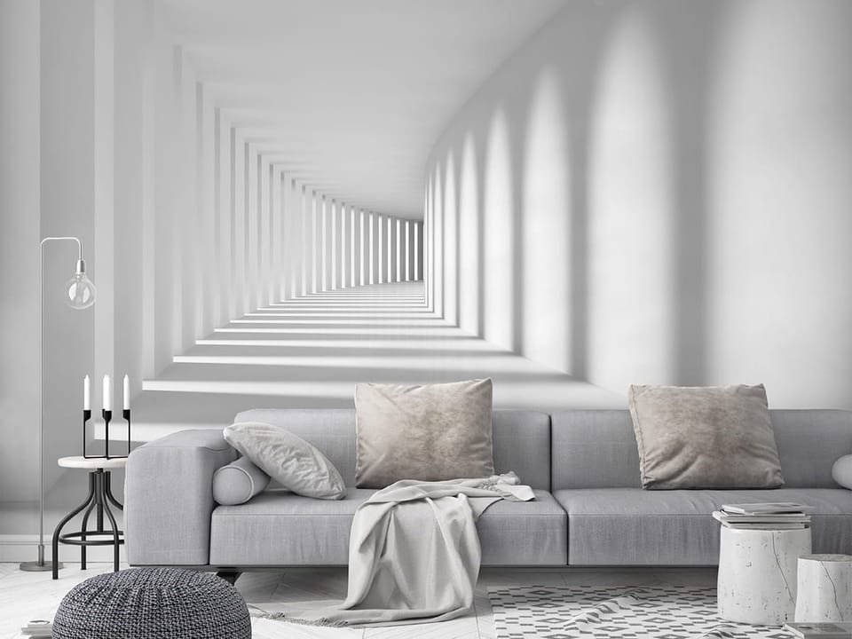 Fototapeta Nowoczesny biały korytarz 3D we wnętrzu salonu