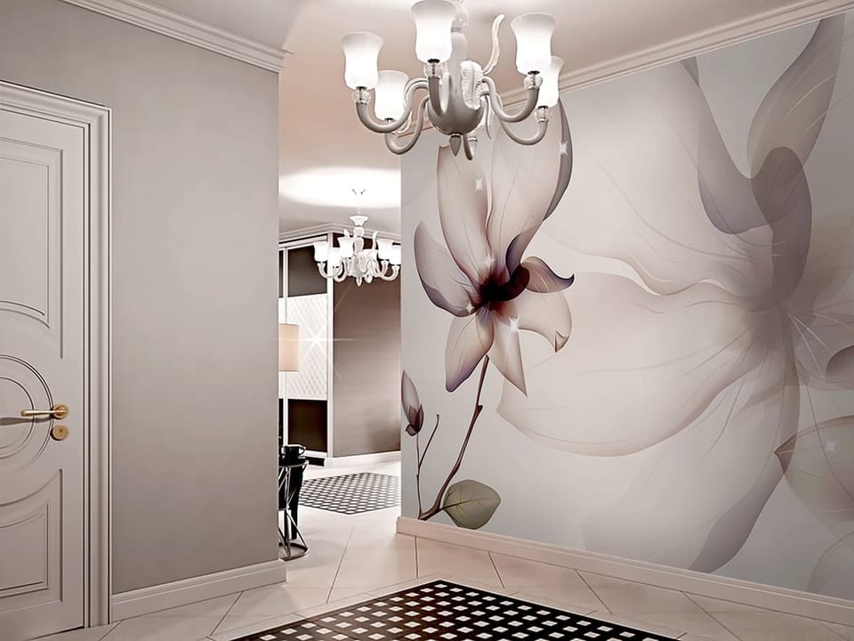 Fototapeta Magnolie na gałęzi z liśćmi we wnętrzu przedpokoju