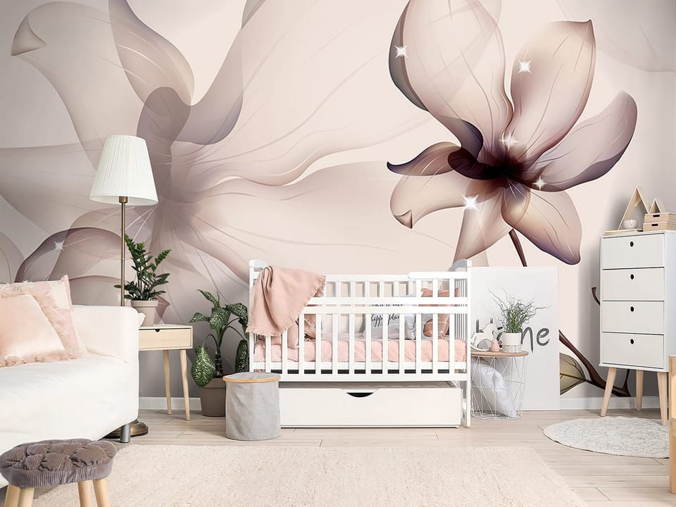 Fototapeta Magnolie na gałęzi z liśćmi we wnętrzu pokoju dziecka