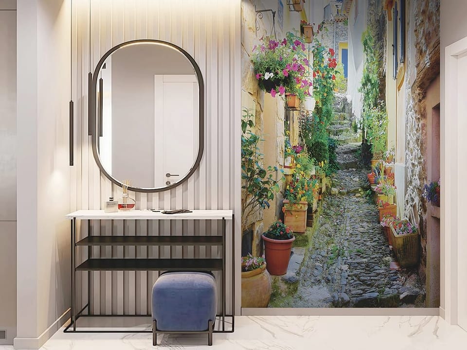 Fototapeta Uliczka z kwiatami w Starym Mieście we wnętrzu przedpokoju