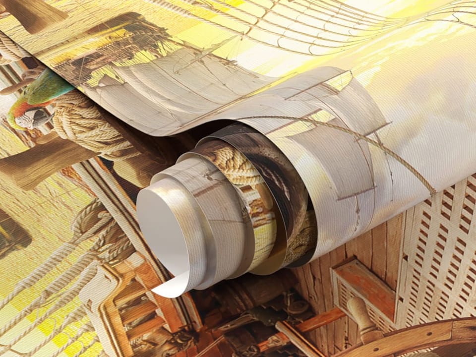 Fototapeta Pokład drewnianego statku żaglowego fragment #1