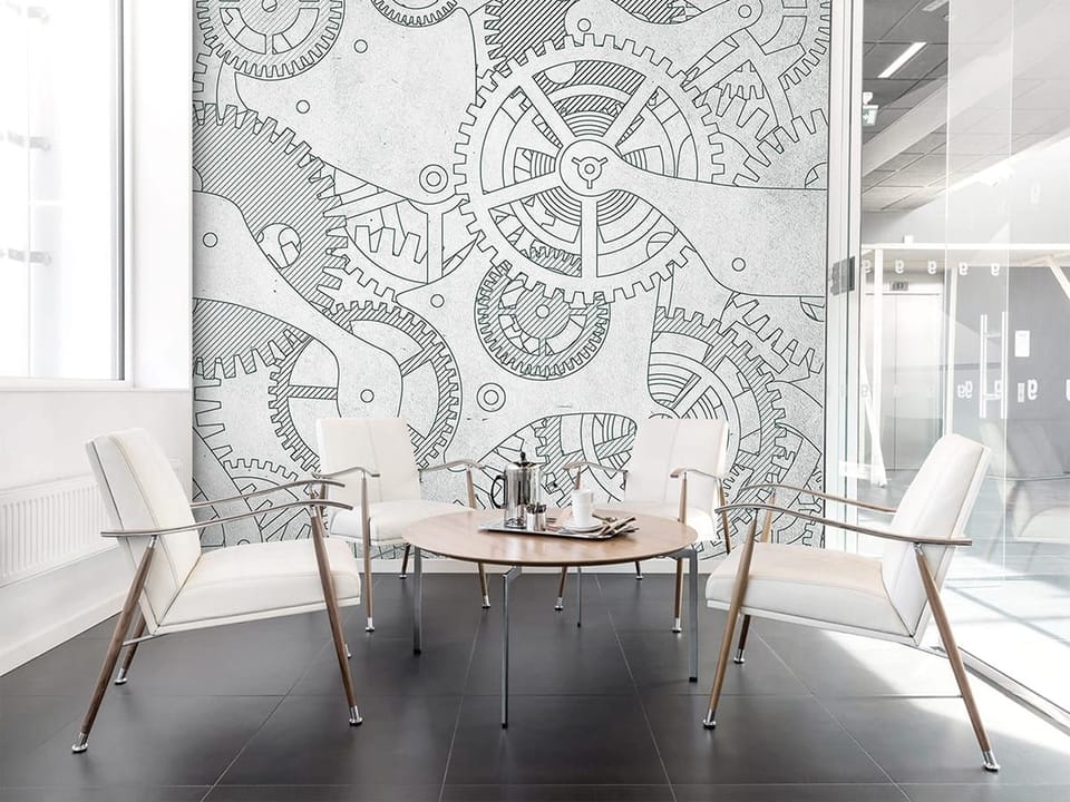 Fototapeta Kompleksowy układ zębatek we wnętrzu biura