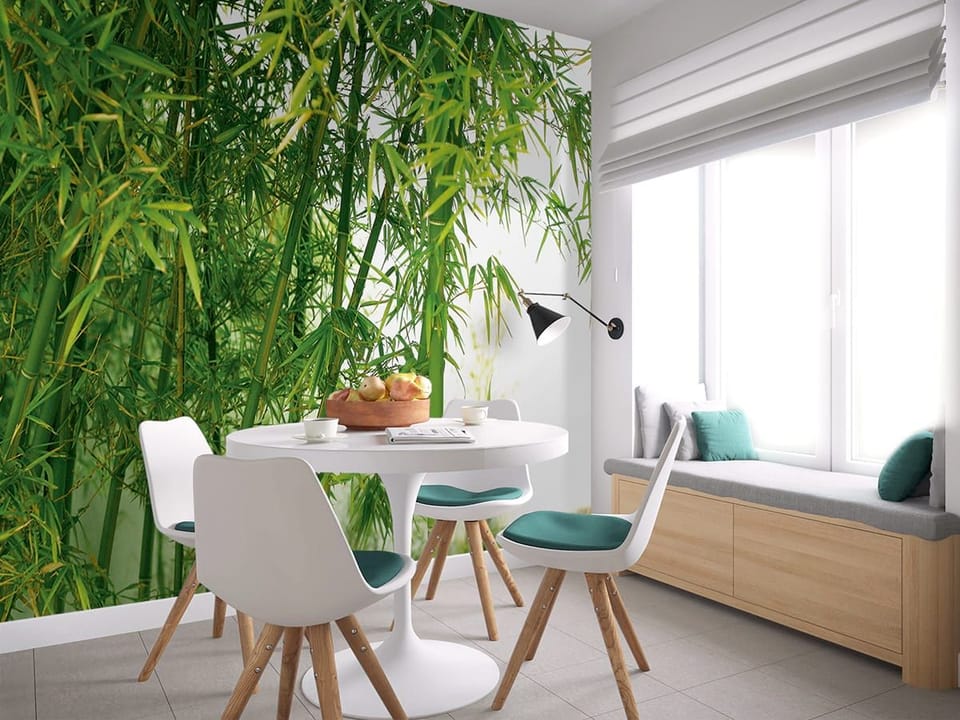 Fototapeta Zielony las bambusowy we wnętrzu kuchni