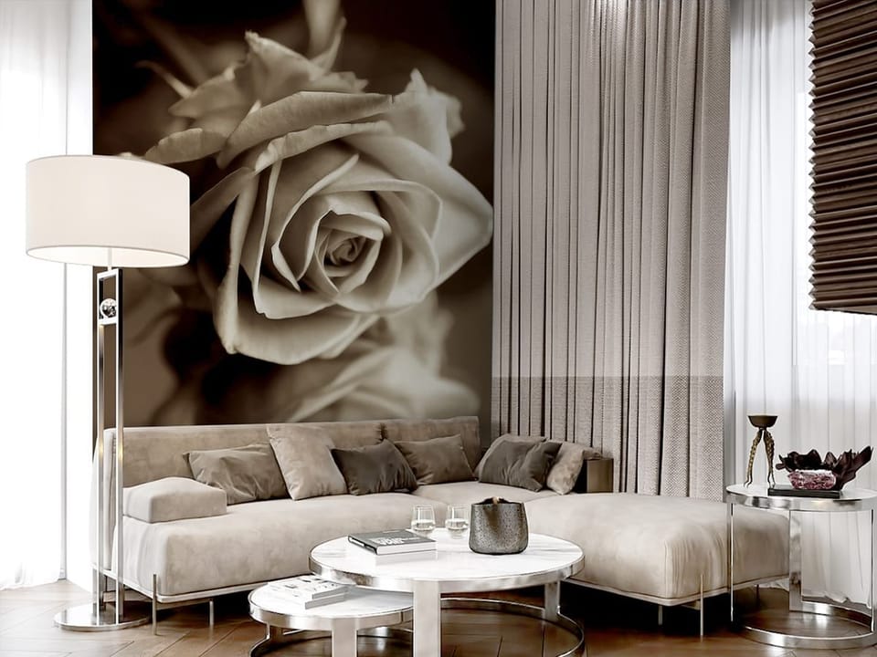 Fototapeta Róża z Odbiciem w Sepii we wnętrzu salonu